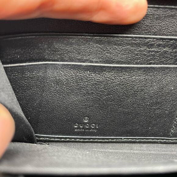 Gucci GG Monogram Guccissima Black Leather Zip Around Long Card Wallet Clutch - Picture 14 of 16